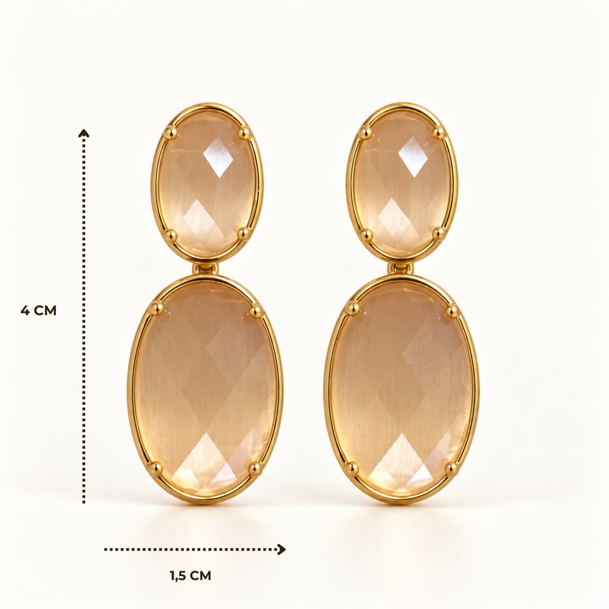 BRINCO FESTA NUDE CRISTAL LUXO OVAL