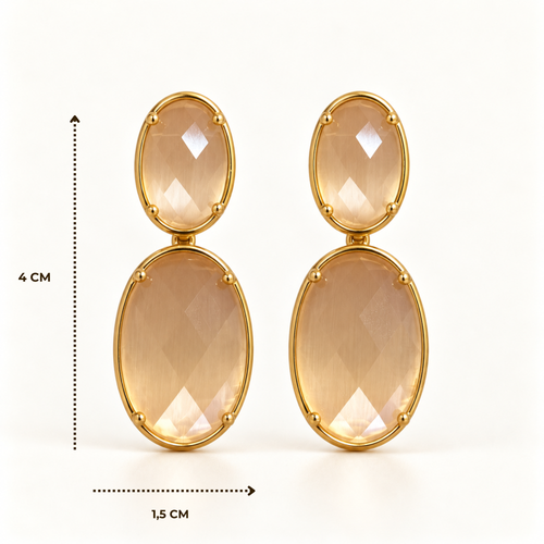 BRINCO FESTA NUDE CRISTAL LUXO OVAL