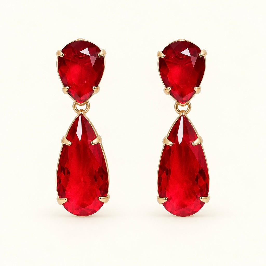 BRINCO FESTA VERMELHO ZIRCÔNIA GOTA