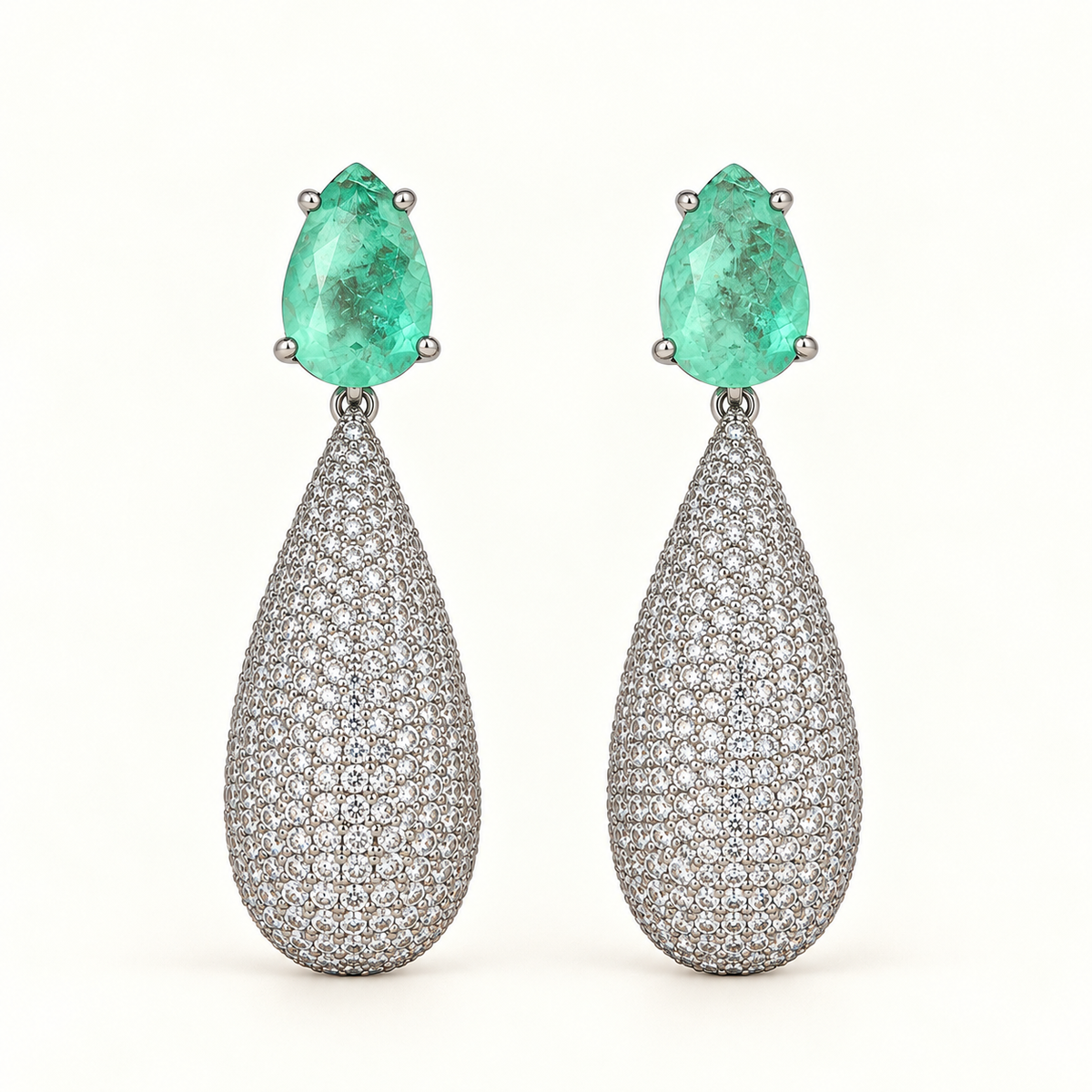 BRINCO FESTA TURQUESA CRAVEJADO DETALHE BASE ZIRCONIA GOTA