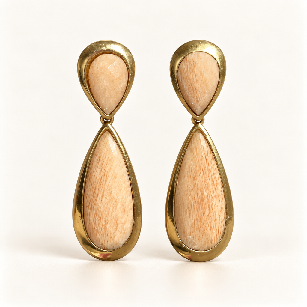 BRINCO FESTA NUDE LEITOSO CRISTAL GOTA LUXO