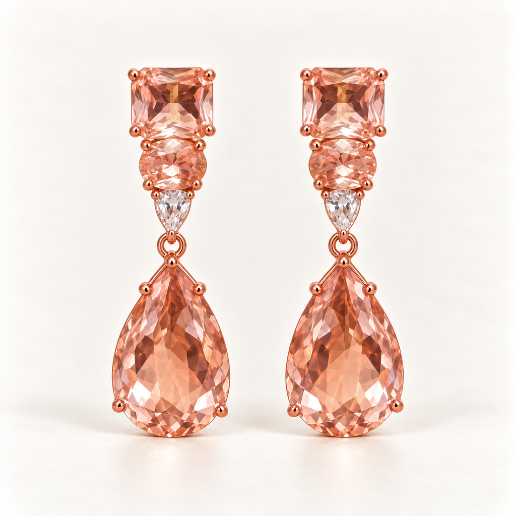 BRINCO FESTA ROSE GOTA BASE ZIRCONIA FORMAS