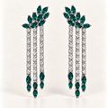 BRINCO FESTA TURQUESA CASCATA TRIPLA ZIRCONIAS
