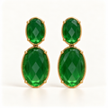 BRINCO FESTA VERDE CRISTAL FORMATO OVAL LISO LADO