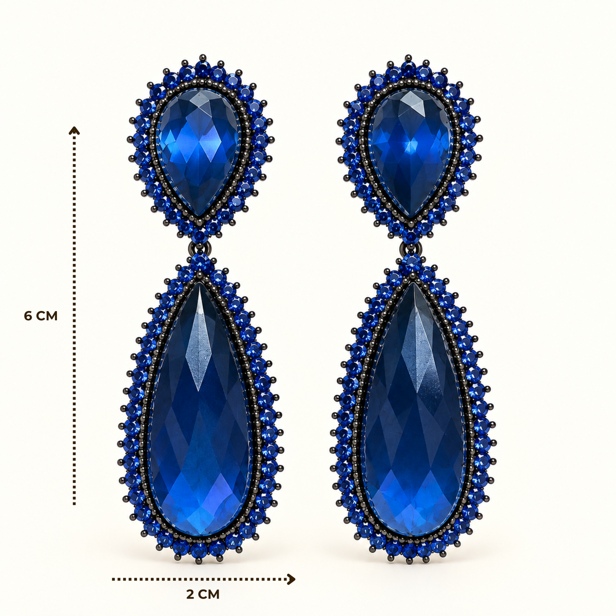 BRINCO FESTA AZUL CRISTAL CRAVEJADO GOTA