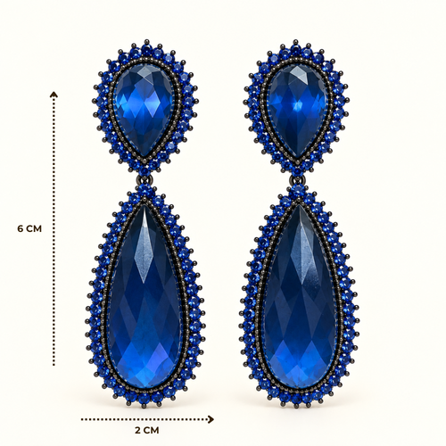 BRINCO FESTA AZUL CRISTAL CRAVEJADO GOTA