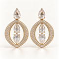 BRINCO FESTA DOURADO CRAVEJADO GOTA ZIRCÔNIA VAZADO