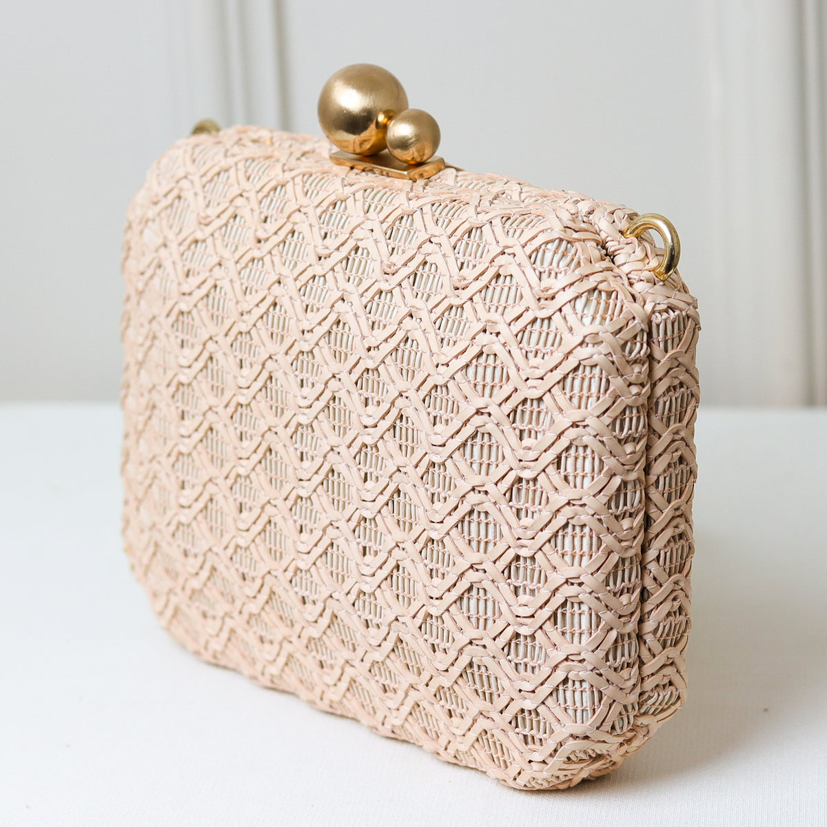 CLUTCH BOLSA LUXO TRAMA FECHO DUPLO ESFERAS