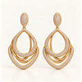 BRINCO FESTA DOURADO CRAVEJADO GOTA VAZADO