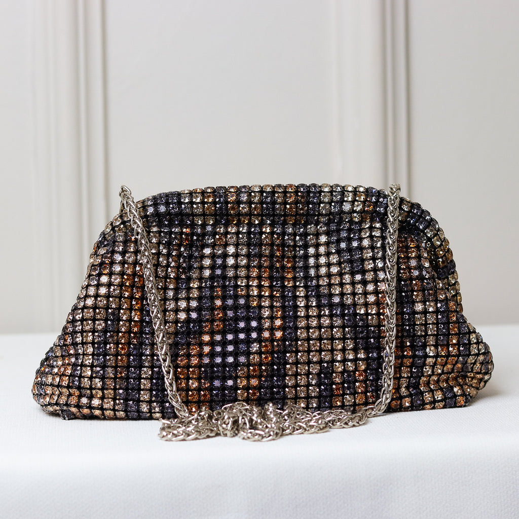 CLUTCH BOLSA STRASS BRILHO ESTAMPA ANIMAL PRINT