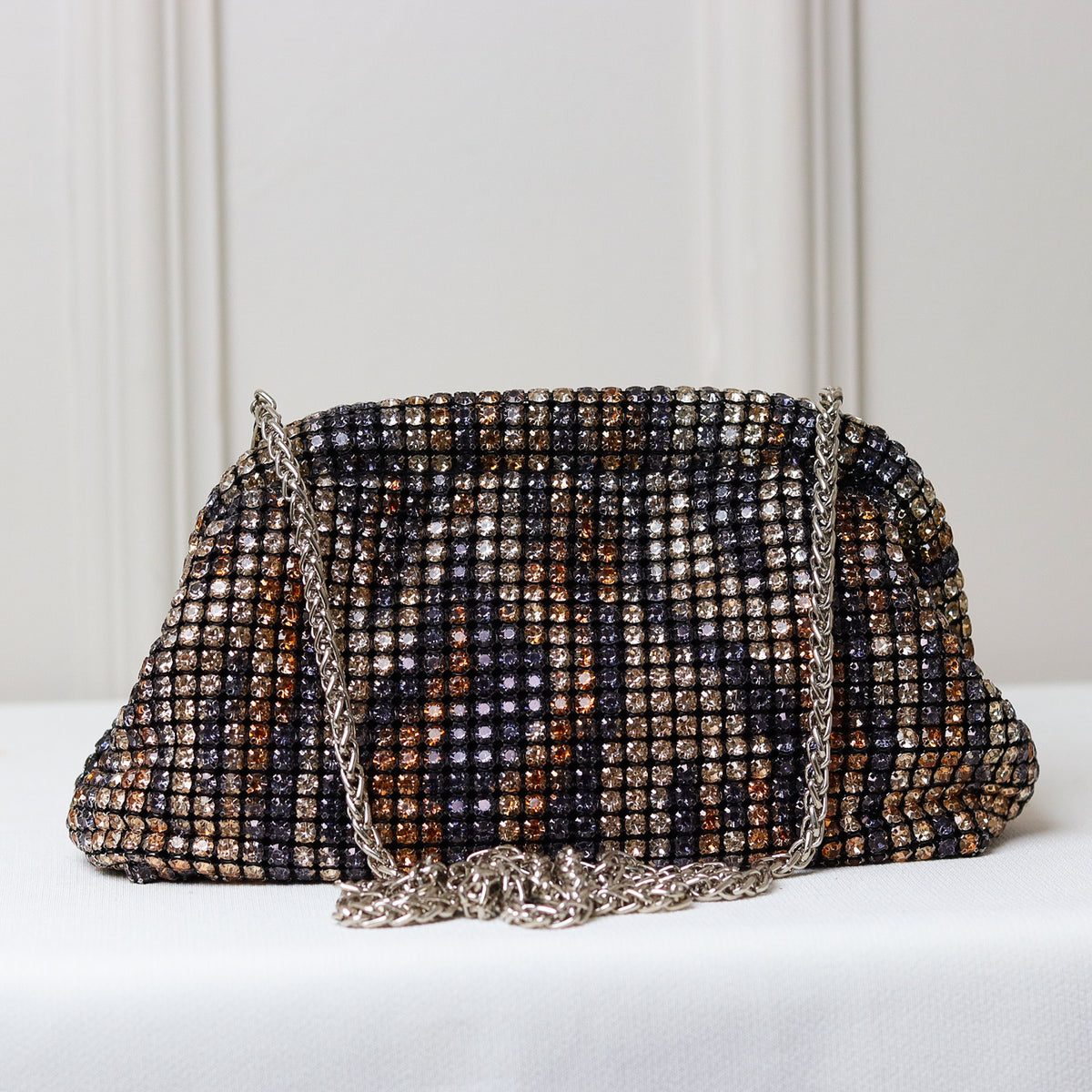 CLUTCH BOLSA STRASS BRILHO ESTAMPA ANIMAL PRINT