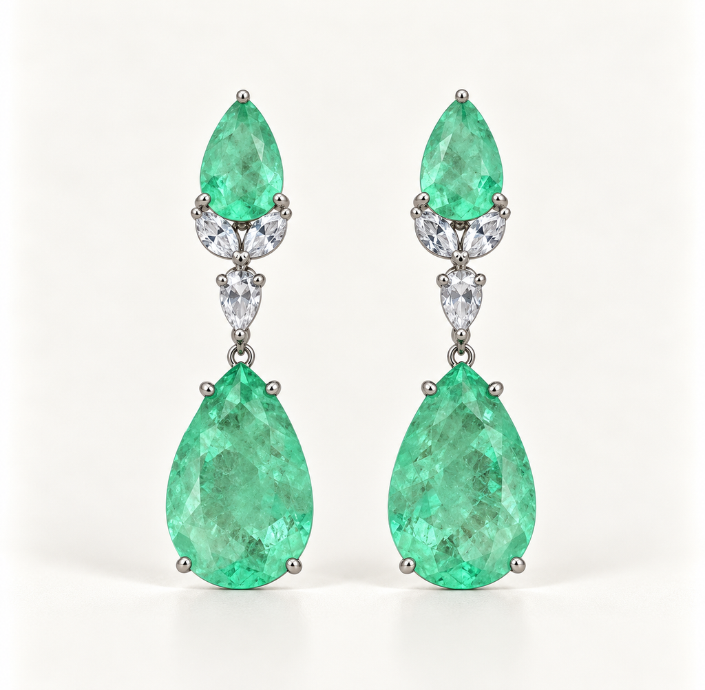 BRINCO FESTA TURQUESA PEDRA FUSION GOTA ZIRCÔNIA FLOR