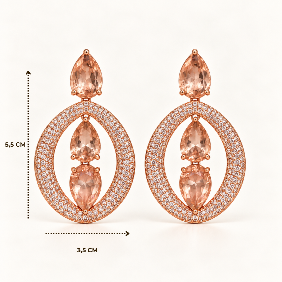 BRINCO FESTA ROSÉ CRAVEJADO GOTA ZIRCÔNIA VAZADO