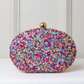 CLUTCH MULTICOLORIDA TEXTURA PEDRARIA BRILHANTE