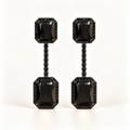 BRINCO FESTA PRETO CRAVEJADO ZIRCONIA RETANGULAR LONGO