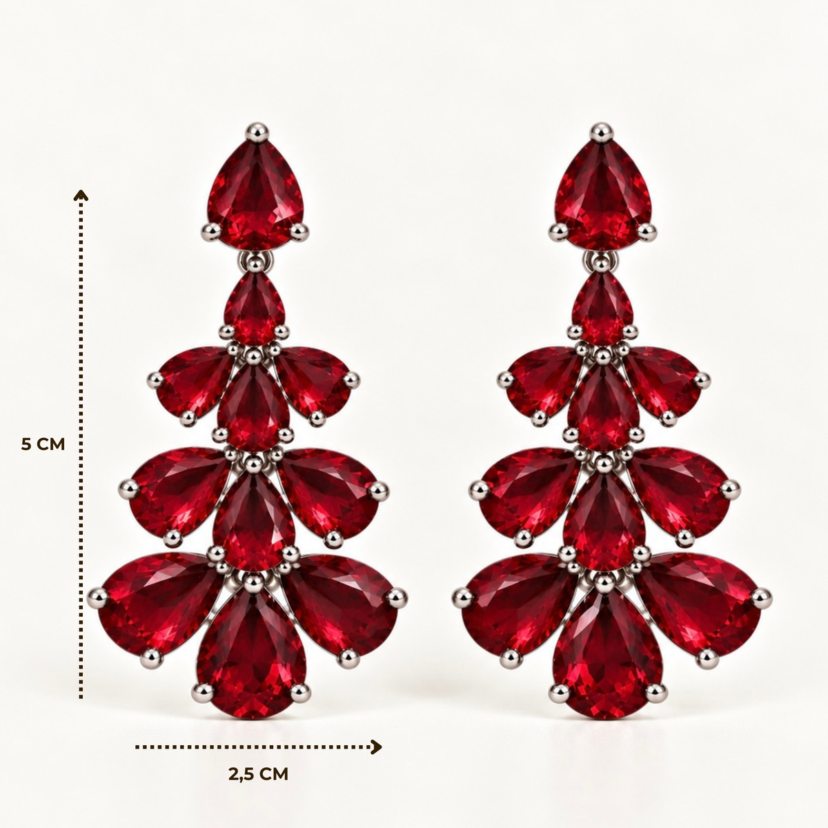 BRINCO FESTA VERMELHO LONGO PÉTALAS TRIPLA