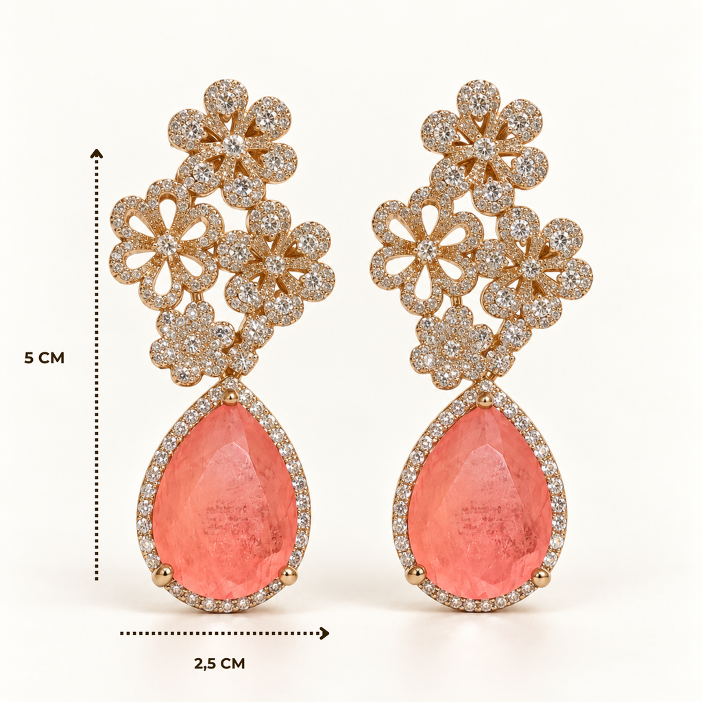 BRINCO FESTA LARANJA CORAL CRAVEJADO FLOR