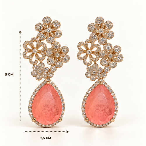 BRINCO FESTA LARANJA CORAL CRAVEJADO FLOR