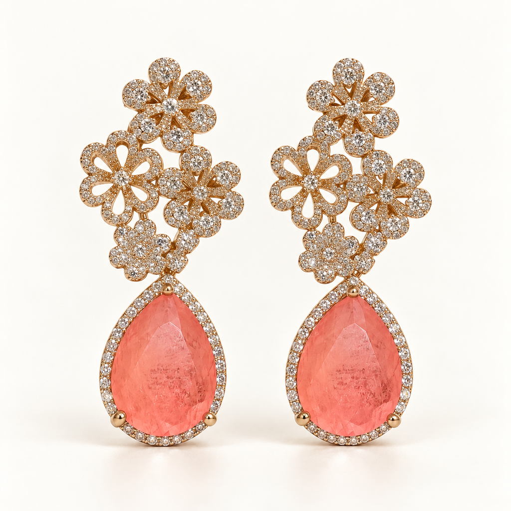 BRINCO FESTA LARANJA CORAL CRAVEJADO FLOR