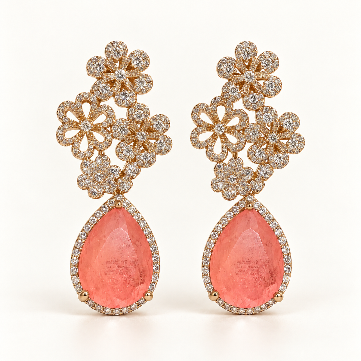 BRINCO FESTA LARANJA CORAL CRAVEJADO FLOR