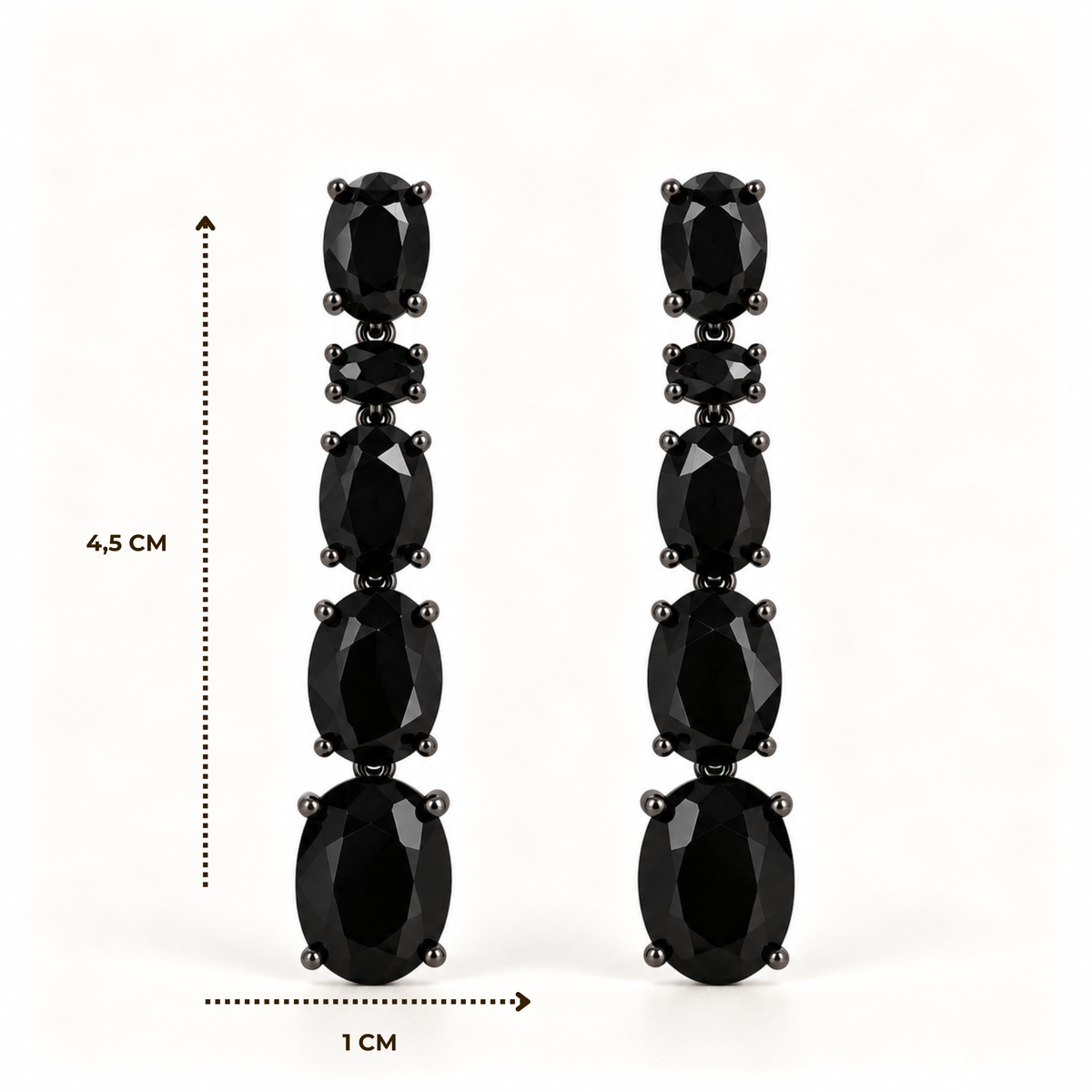 BRINCO FESTA PRETO LONGO ZIRCÔNIA OVAL CRAVEJADO