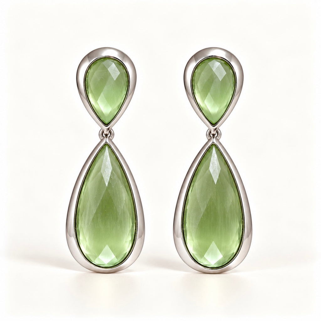 BRINCO FESTA VERDE CLARO CRISTAL FORMATO GOTA