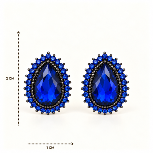 BRINCO FESTA AZUL CRISTAL CRAVEJADO GOTA