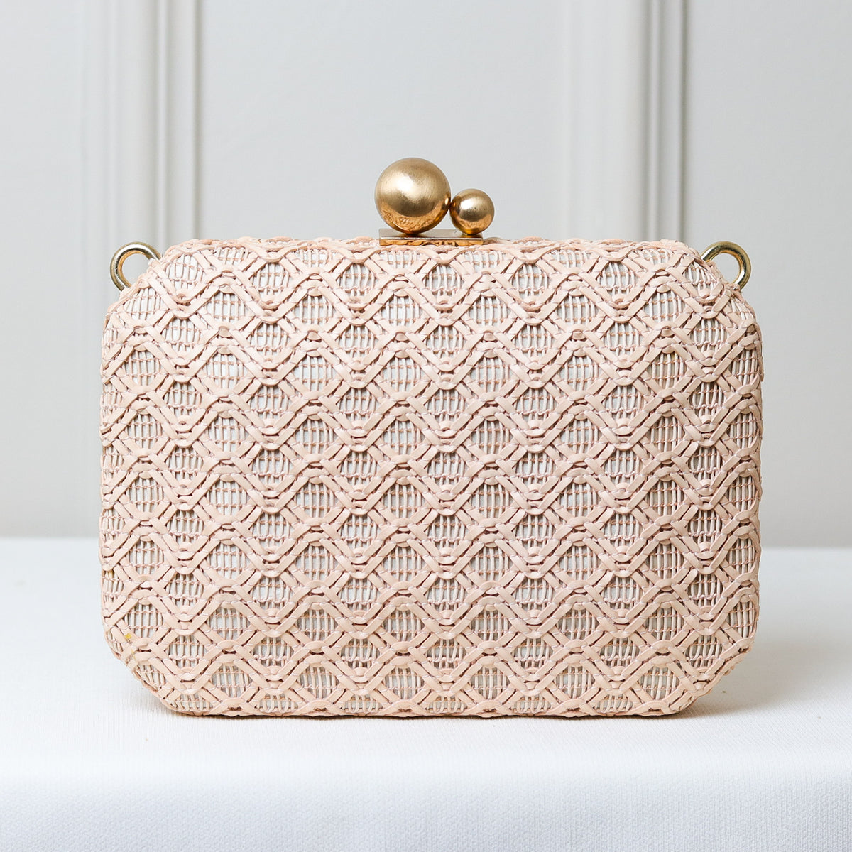 CLUTCH BOLSA LUXO TRAMA FECHO DUPLO ESFERAS
