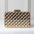 CLUTCH METALIZADA GEOMETRICA QUADRICULADA FORMATO RETANGULAR