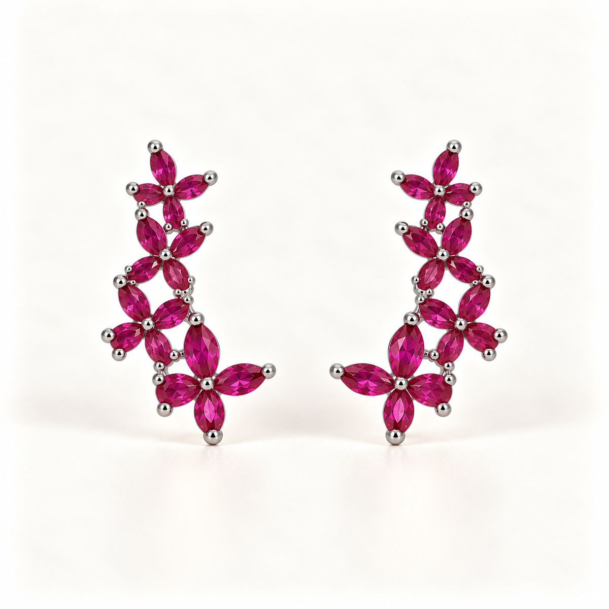 BRINCO FESTA ROSA EAR CUFF BORBOLETAS ZIRCÔNIA