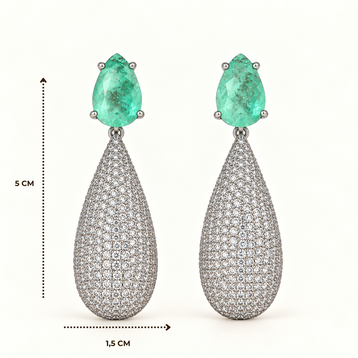 BRINCO FESTA TURQUESA CRAVEJADO DETALHE BASE ZIRCONIA GOTA