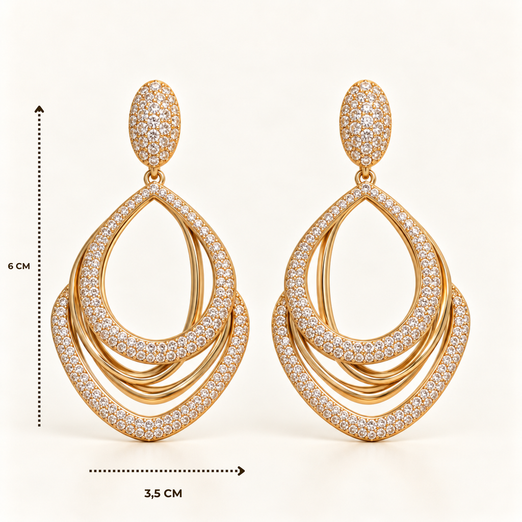 BRINCO FESTA DOURADO CRAVEJADO GOTA VAZADO