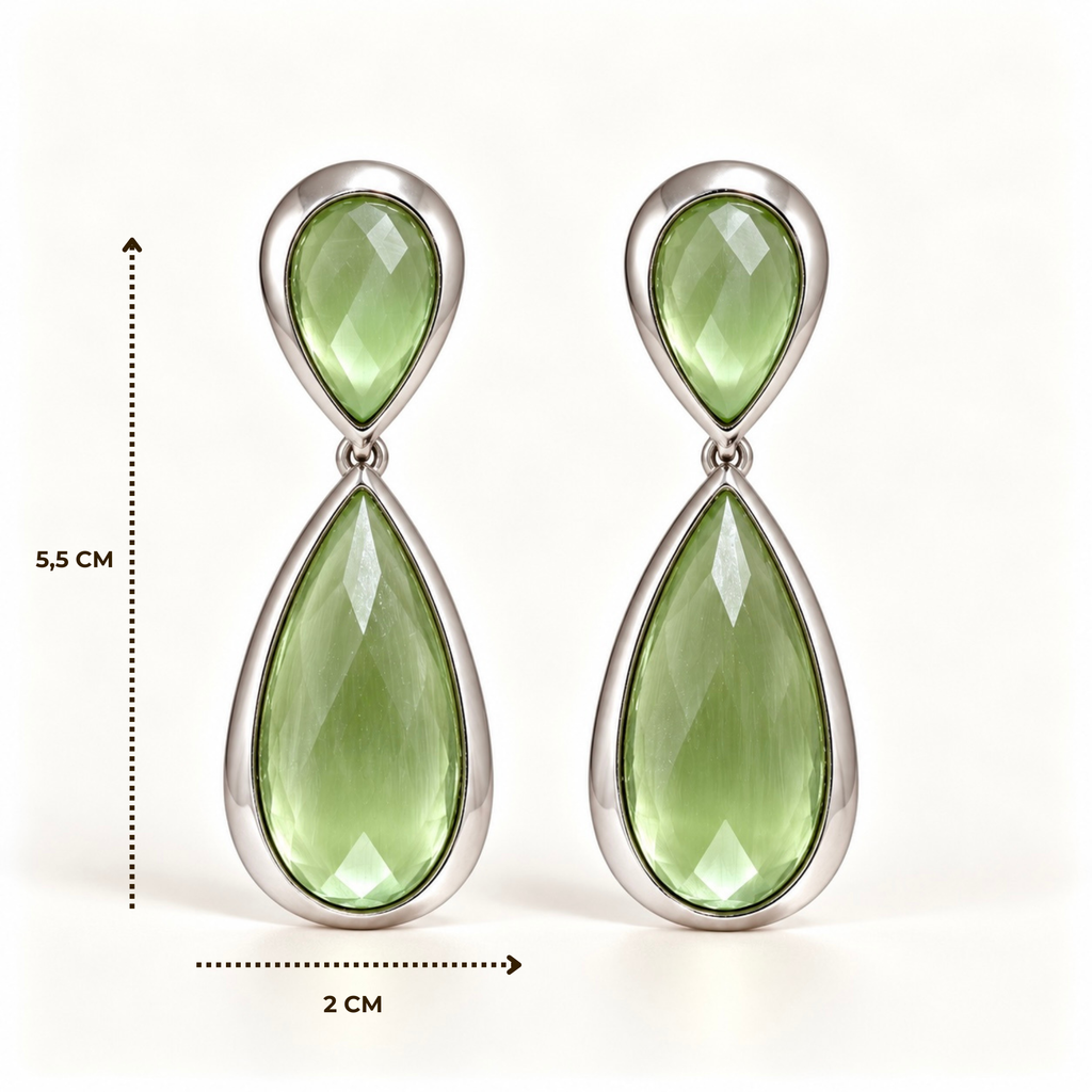 BRINCO FESTA VERDE CLARO CRISTAL FORMATO GOTA