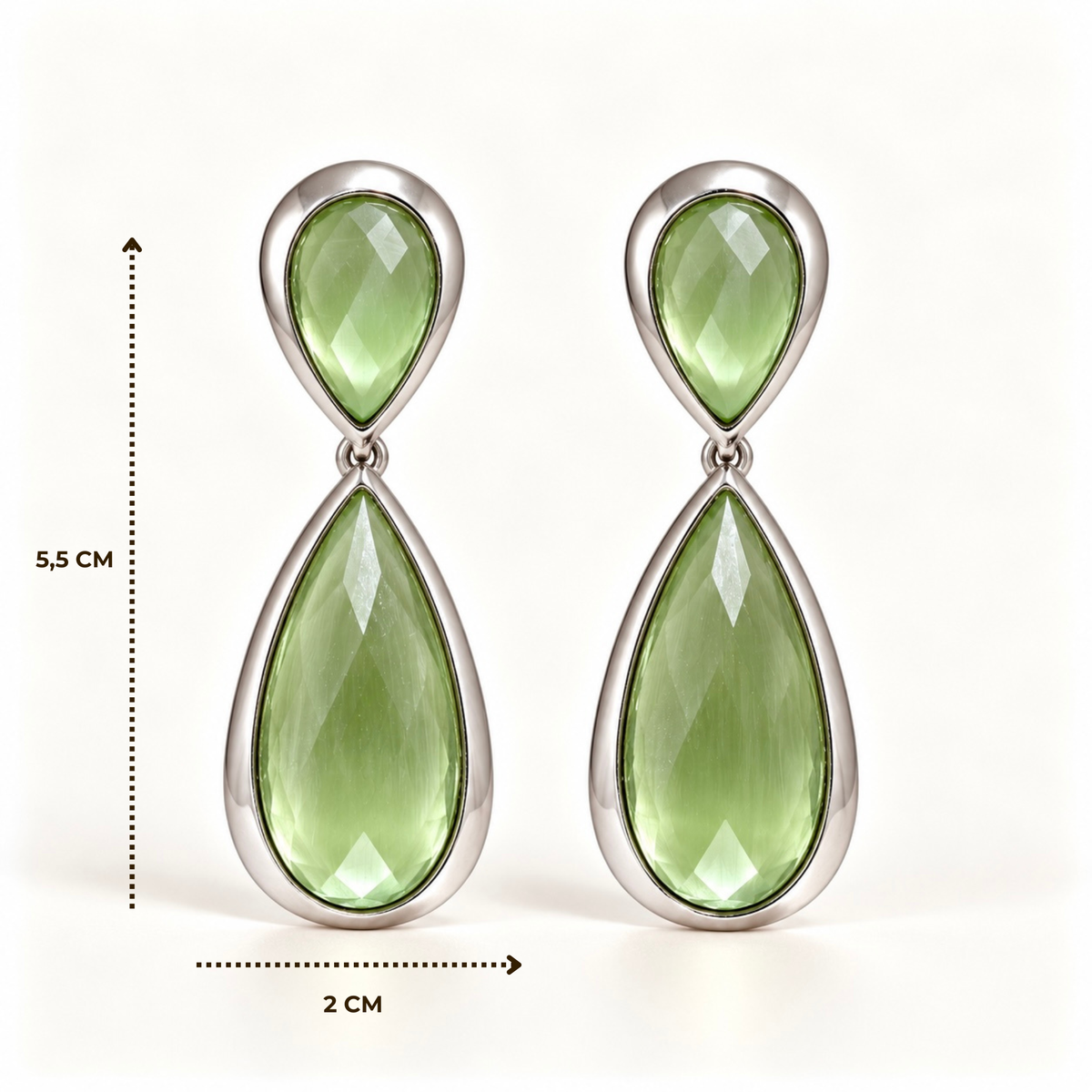 BRINCO FESTA VERDE CLARO CRISTAL FORMATO GOTA