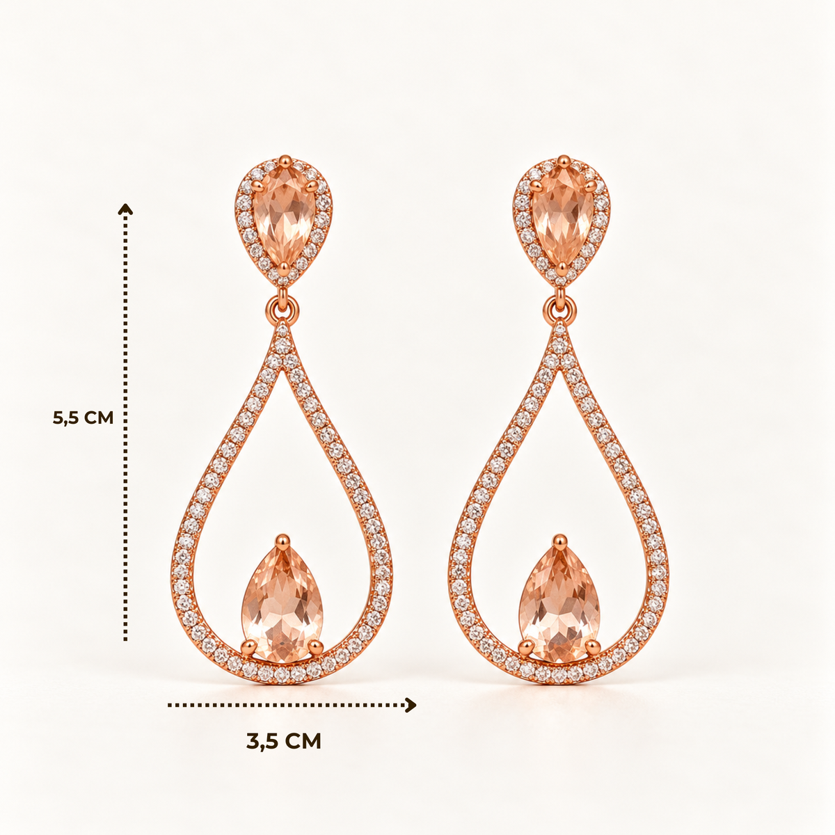 BRINCO FESTA ROSÉ CRAVEJADO LONGO VAZADO ZIRCÔNIA