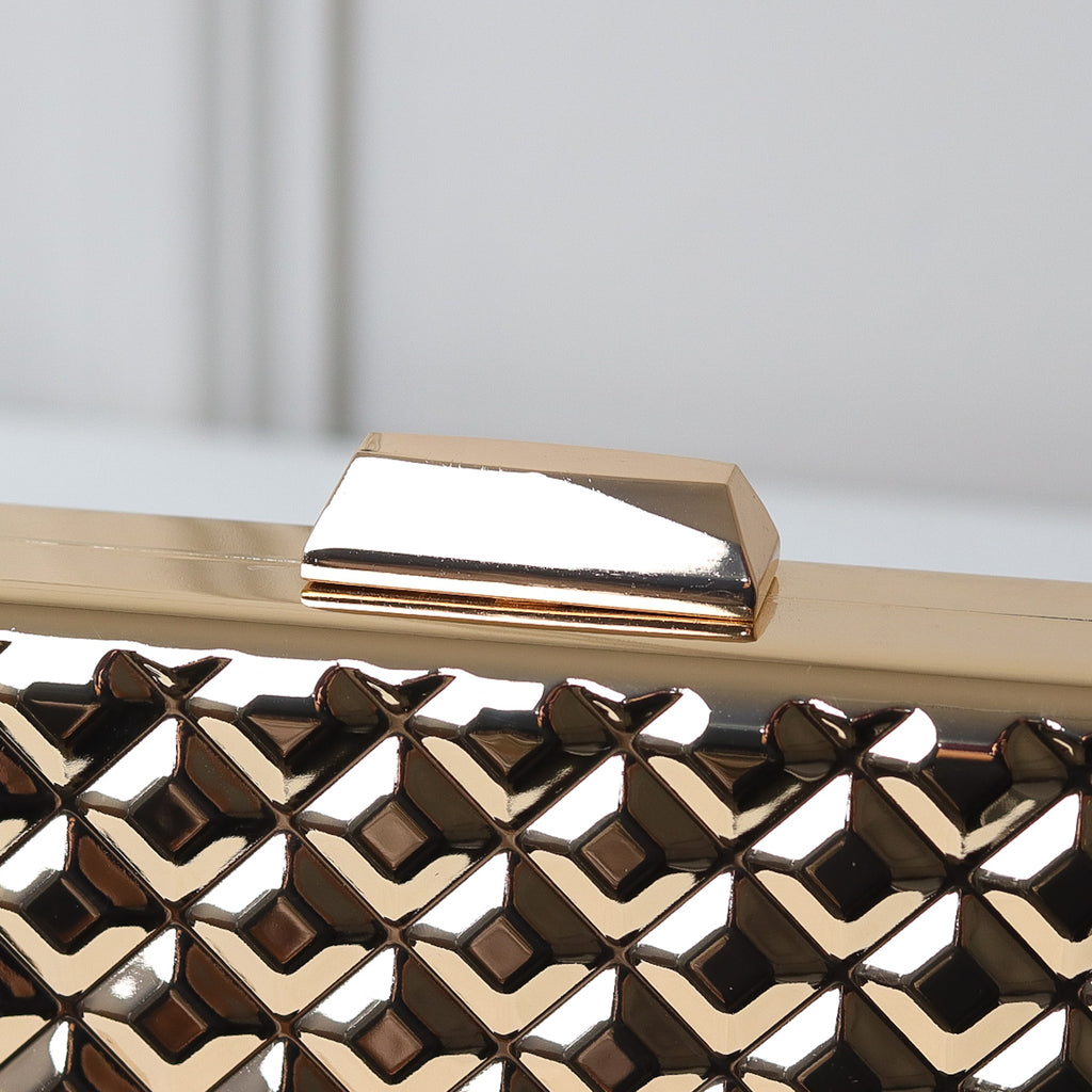 CLUTCH METALIZADA GEOMETRICA QUADRICULADA FORMATO RETANGULAR