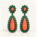 BRINCO FESTA LARANJA CRISTAL LUXO CRAVEJADO GOTA