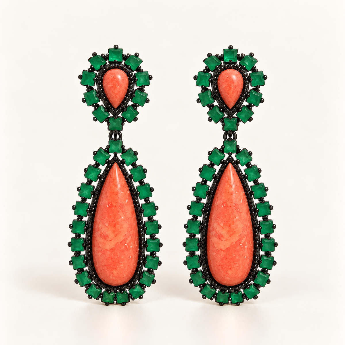 BRINCO FESTA LARANJA CRISTAL LUXO CRAVEJADO GOTA