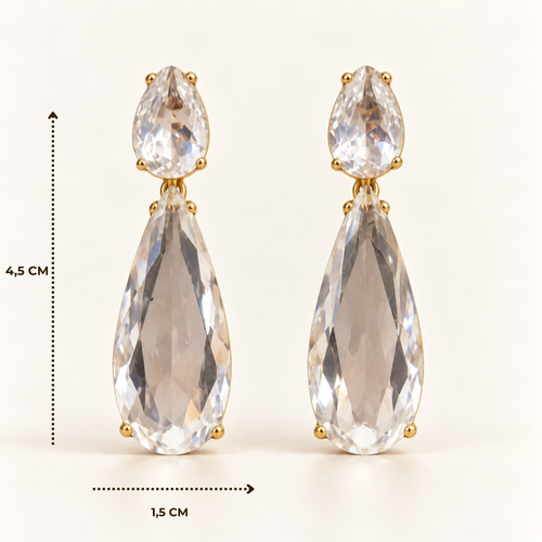 BRINCO FESTA DOURADO GOTA ZIRCÔNIA