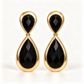 BRINCO FESTA PRETO LUXO CRISTAL GOTA MEDIA
