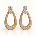 BRINCO FESTA DOURADO CRAVEJADO BASE ZIRCÔNIA OVAL