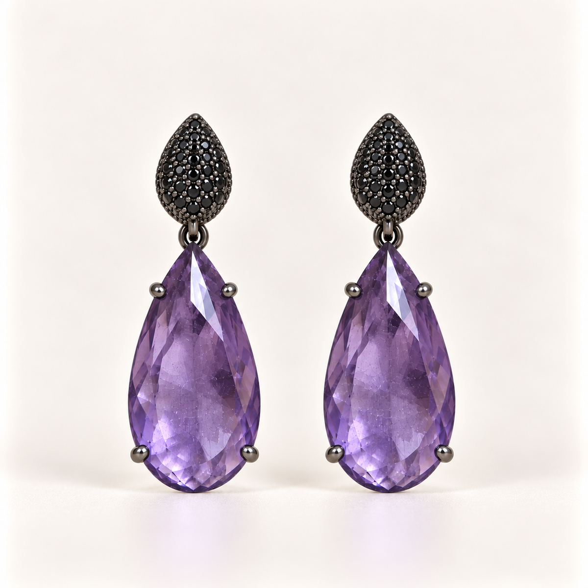BRINCO FESTA ROXO ZIRCÔNIA GOTA BASE CRAVEJADO