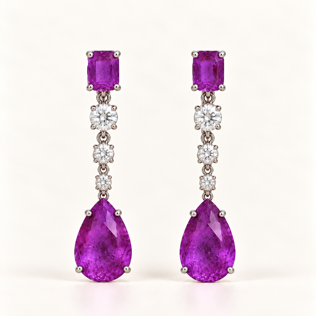 BRINCO FESTA ROXO ZIRCÔNIA FORMAS LONGO