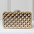 CLUTCH METALIZADA DOURADA GEOMETRICA QUADRICULADA FORMATO RETANGULAR