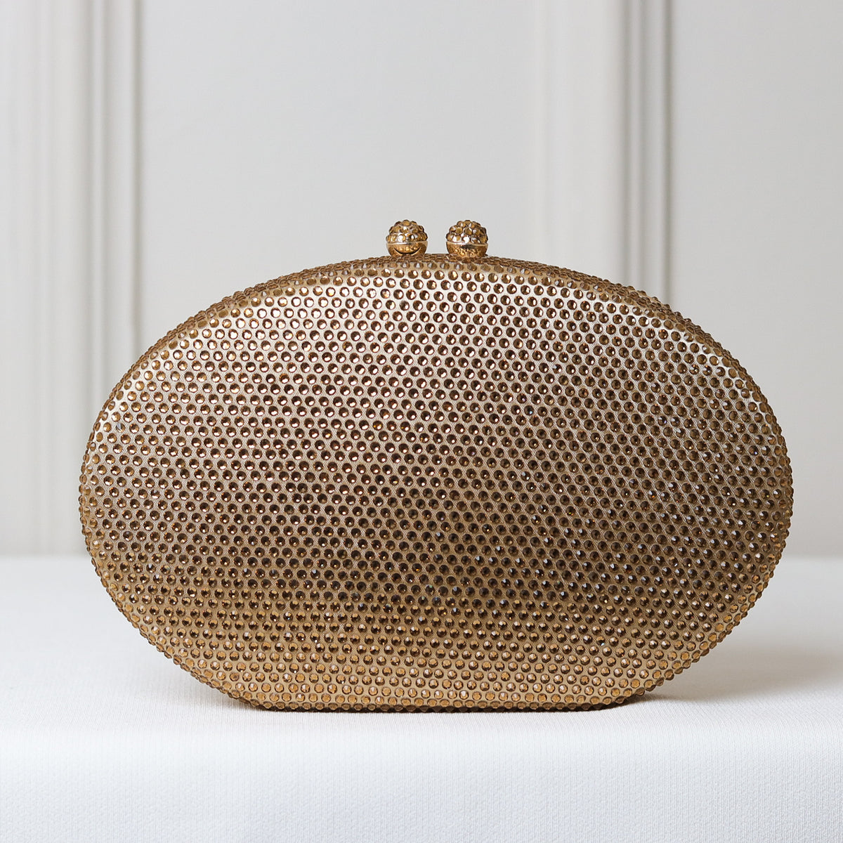 CLUTCH BRILHO STRASS FORMATO OVAL FECHO ESFERA DUPLA