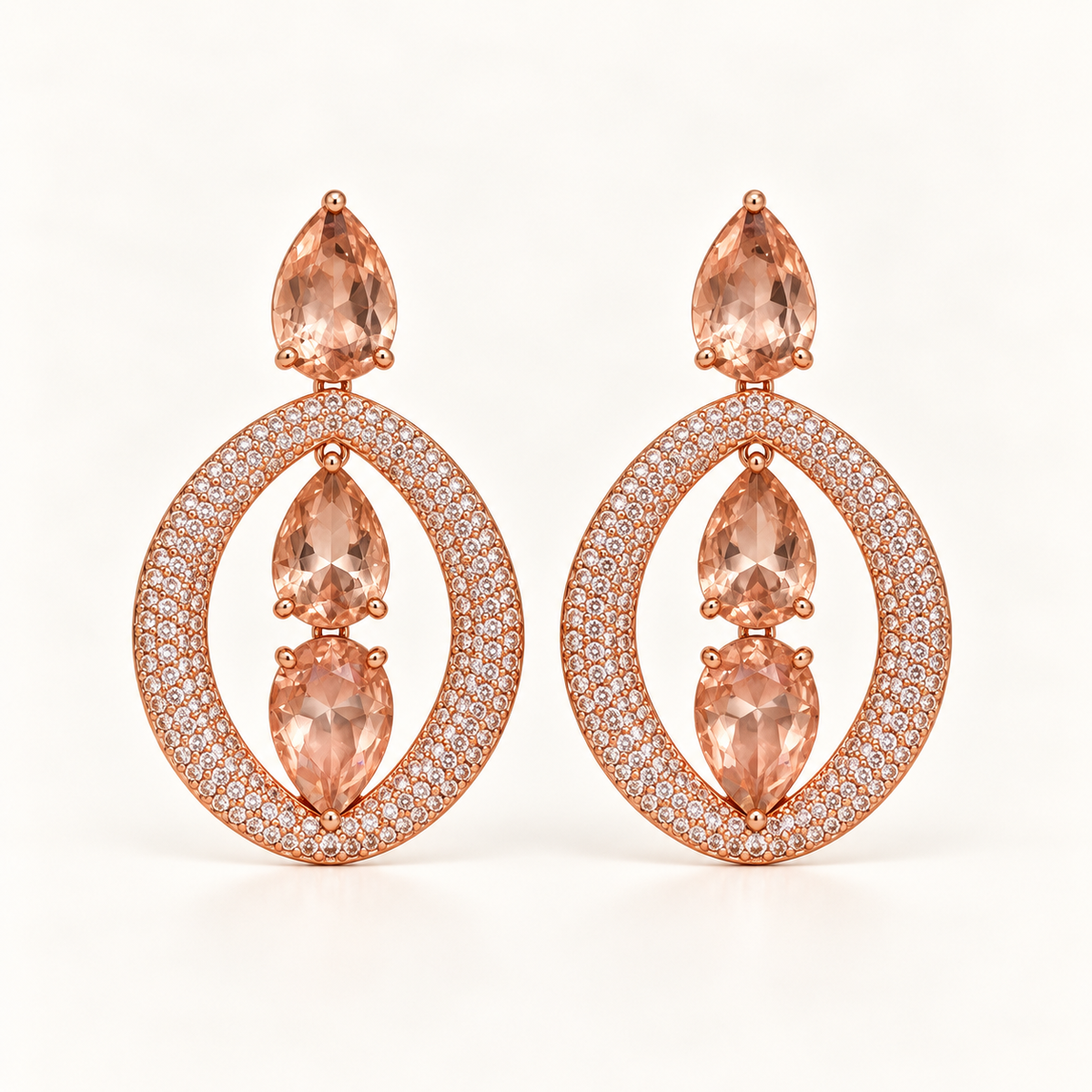 BRINCO FESTA ROSÉ CRAVEJADO GOTA ZIRCÔNIA VAZADO