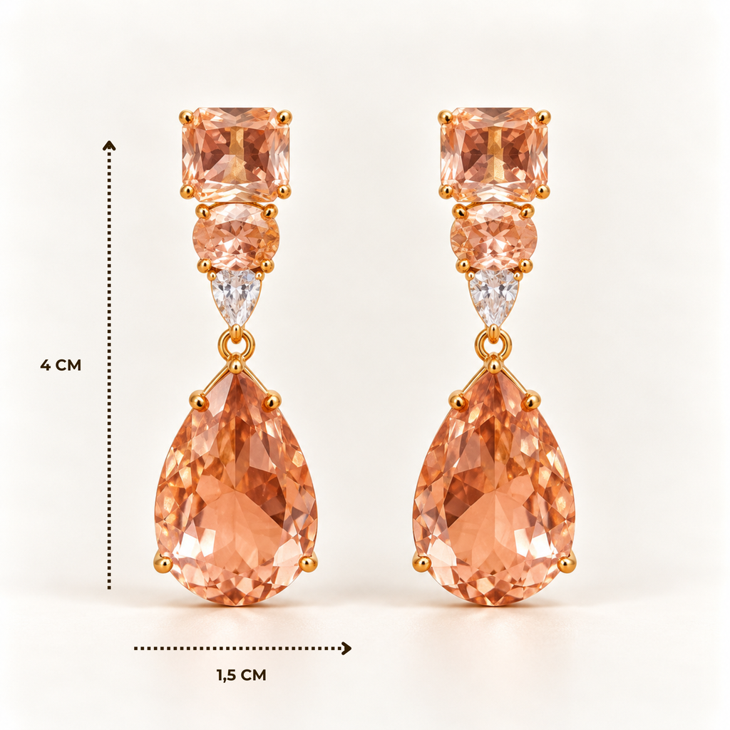 BRINCO FESTA ROSE GOTA BASE ZIRCONIA FORMAS