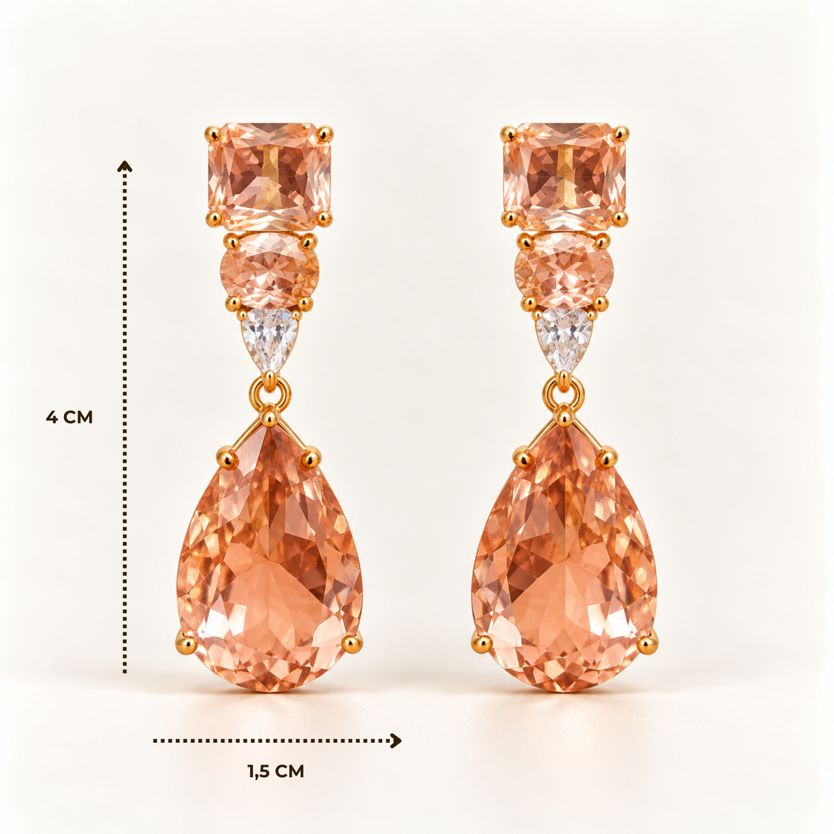 BRINCO FESTA ROSE GOTA BASE ZIRCONIA FORMAS