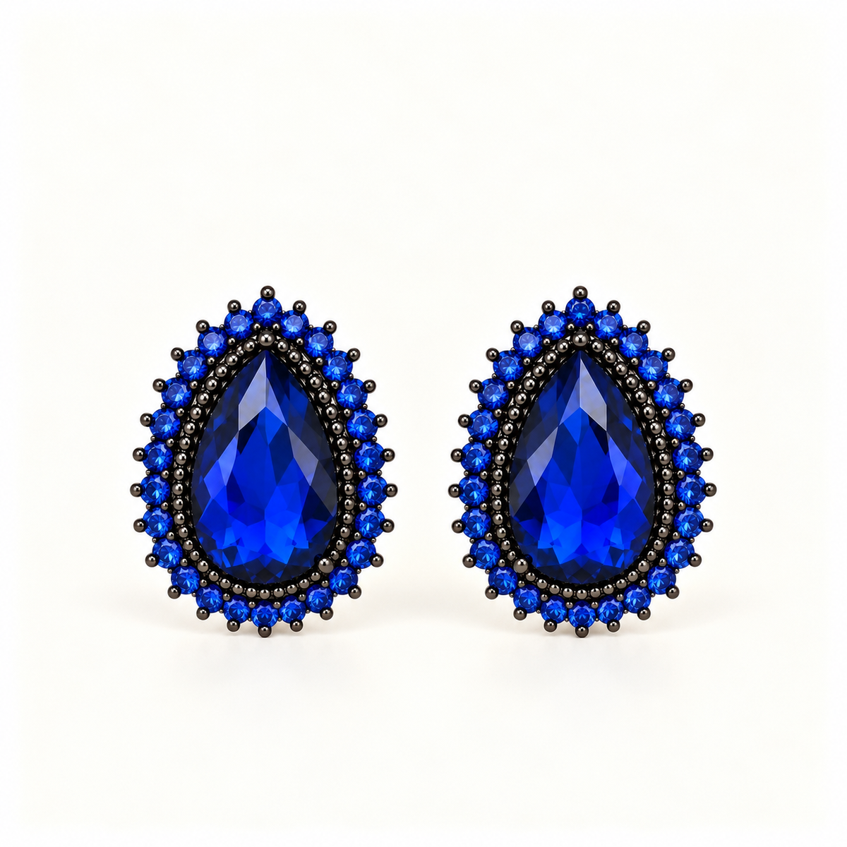 BRINCO FESTA AZUL CRISTAL CRAVEJADO GOTA