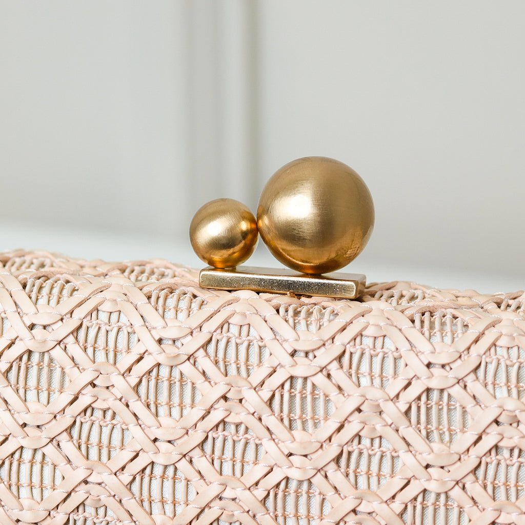 CLUTCH BOLSA LUXO TRAMA FECHO DUPLO ESFERAS